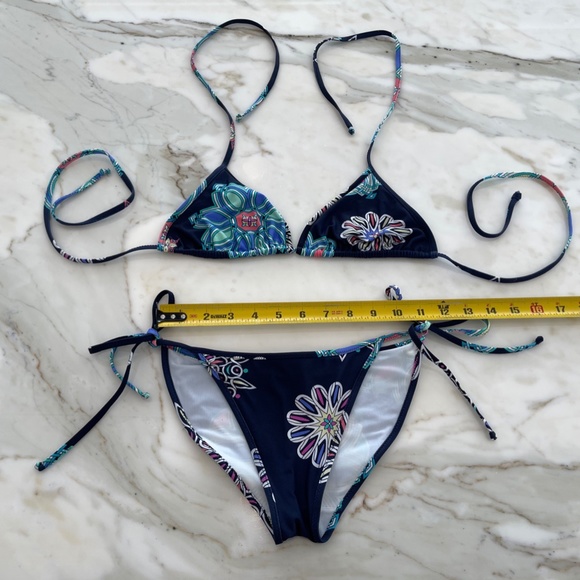 EMILIO PUCCI BLUE MULTI FLORAL BIKINI SIZE SIZE 42 / US 8 - Picture 10 of 16